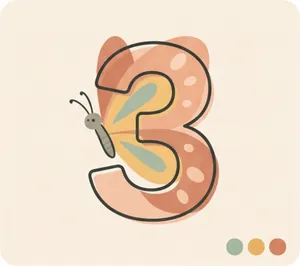 הספרה 3 עם פרפר