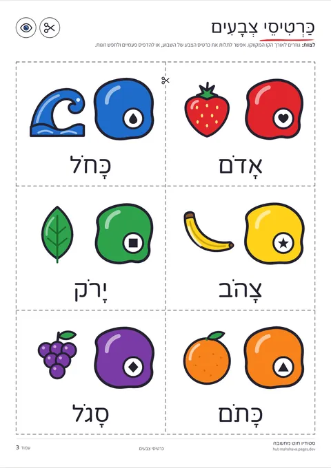 דף כרטיסי הצבעים